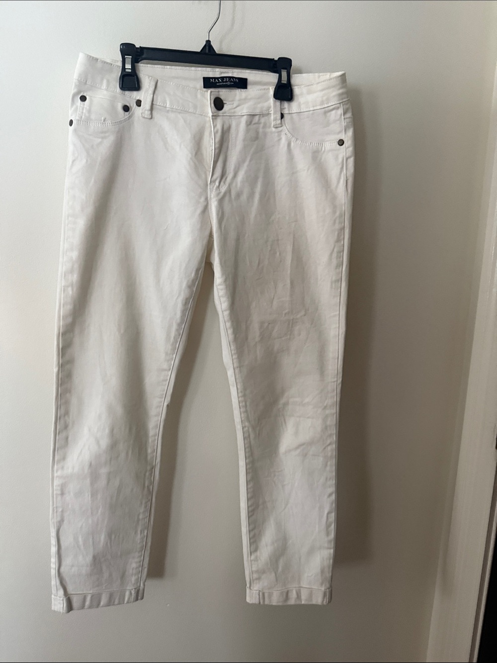 Max Jeans White Cropped Ankle Slim Jeans